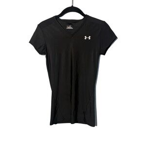 Under Armour Black Stretch Short Sleeve V Neck Top Size Medium